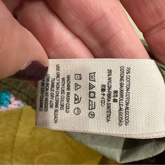 Free People Womens Parachute Jacket Military Green Slouchy Splatter Size Small - Picture 12 of 13